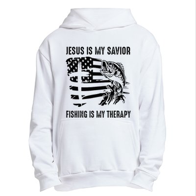 Jesus Is My Savior Fishing Is My Therapy American Flag Urban Pullover Hoodie