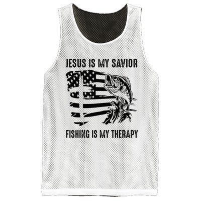 Jesus Is My Savior Fishing Is My Therapy American Flag Mesh Reversible Basketball Jersey Tank