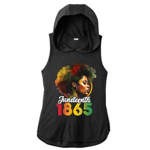 Juneteenth Is My Independence Day Womens Black Pride Ladies PosiCharge Tri-Blend Wicking Draft Hoodie Tank