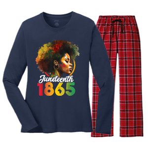 Juneteenth Is My Independence Day Womens Black Pride Women's Long Sleeve Flannel Pajama Set 