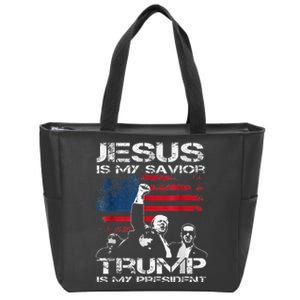 Jesus Is My Savior Trump Is My President Usa Flag Trump 2024 Zip Tote Bag