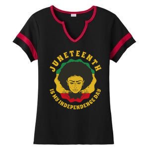 Juneteenth Is My Independence Day Black Female Pride Ladies Halftime Notch Neck Tee