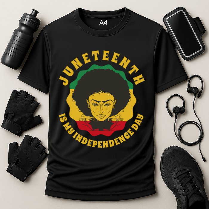 Juneteenth Is My Independence Day Black Female Pride Cooling Performance Crew T-Shirt