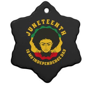 Juneteenth Is My Independence Day Black Female Pride Ceramic Star Ornament