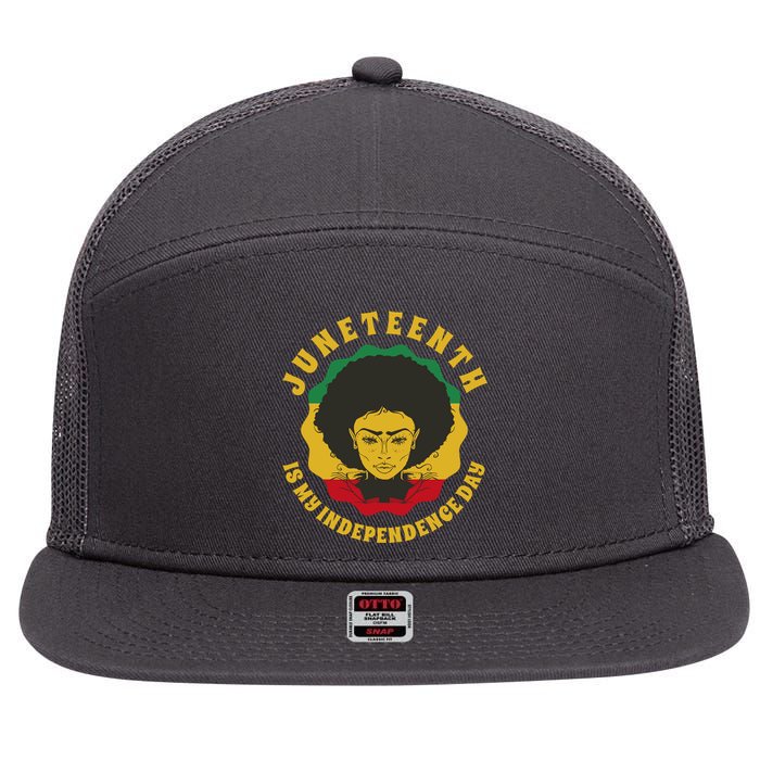 Juneteenth Is My Independence Day Black Female Pride 7 Panel Mesh Trucker Snapback Hat