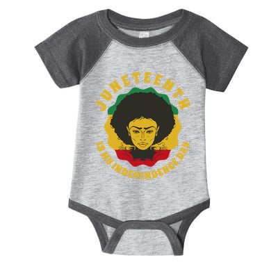 Juneteenth Is My Independence Day Black Female Pride Infant Baby Jersey Bodysuit