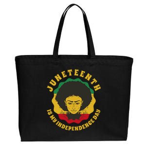 Juneteenth Is My Independence Day Black Female Pride Cotton Canvas Jumbo Tote