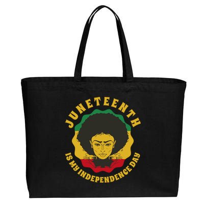 Juneteenth Is My Independence Day Black Female Pride Cotton Canvas Jumbo Tote