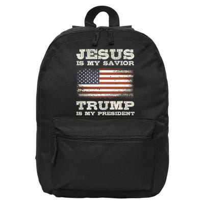 Jesus Is My Savior Trump Is My President 16 in Basic Backpack