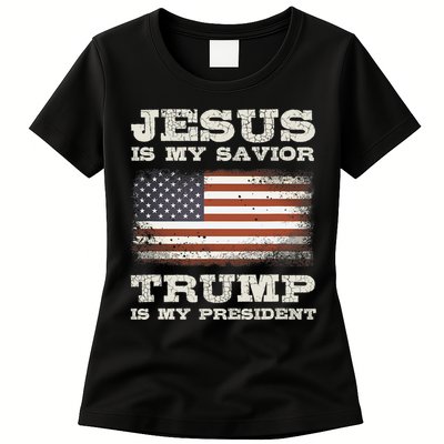 Jesus Is My Savior Trump Is My President Womens T-Shirt