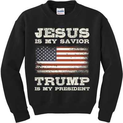 Jesus Is My Savior Trump Is My President Kids Sweatshirt
