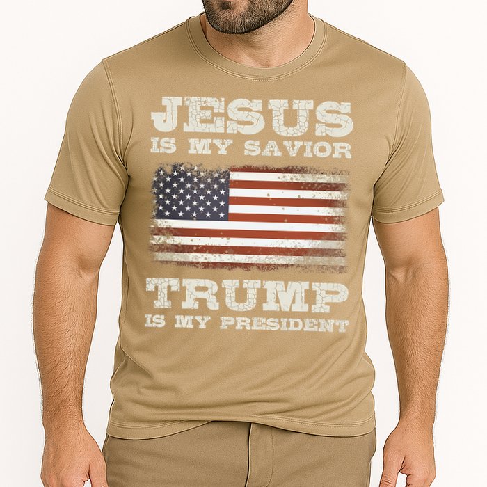 Jesus Is My Savior Trump Is My President Cooling Performance Crew T-Shirt