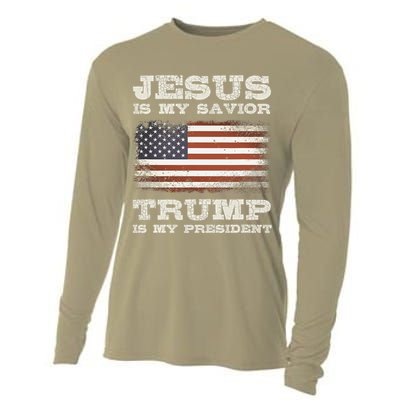 Jesus Is My Savior Trump Is My President Cooling Performance Long Sleeve Crew