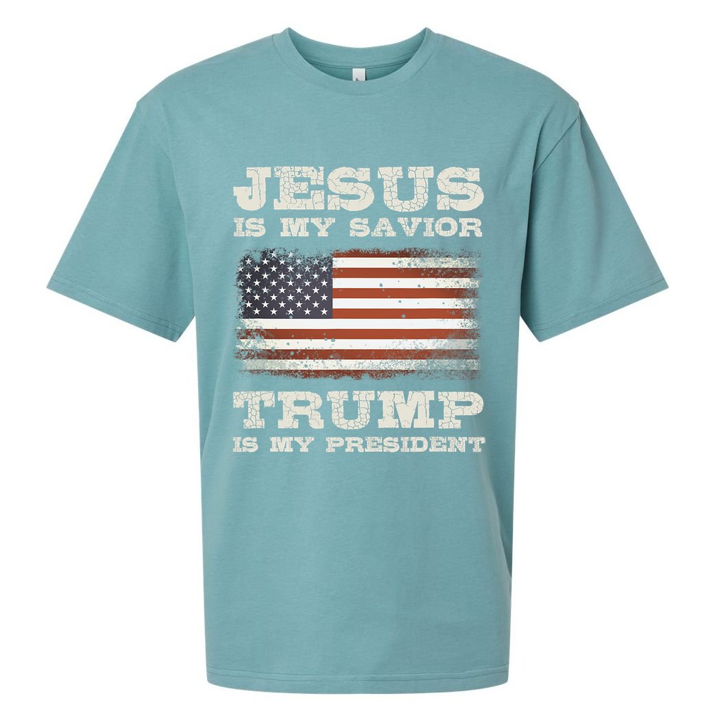Jesus Is My Savior Trump Is My President Sueded Cloud Jersey T-Shirt