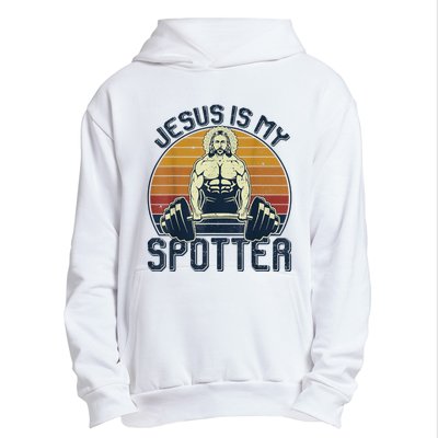 Jesus Is My Spotter Funny Christian Great Gift Weightlifting Gym Gymmer Gift Urban Pullover Hoodie