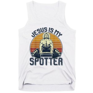 Jesus Is My Spotter Funny Christian Great Gift Weightlifting Gym Gymmer Gift Tank Top