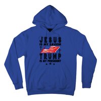 Jesus Is My Savior Trump Is My President 2024 Usa Flag Gift Hoodie