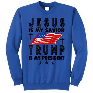 Jesus Is My Savior Trump Is My President 2024 Usa Flag Gift Sweatshirt