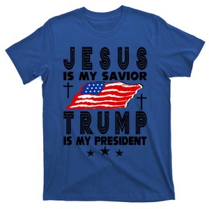 Jesus Is My Savior Trump Is My President 2024 Usa Flag Gift T-Shirt