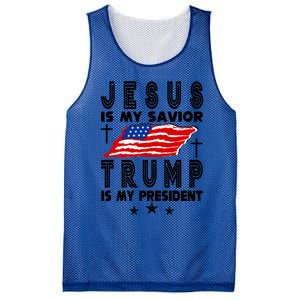 Jesus Is My Savior Trump Is My President 2024 Usa Flag Gift Mesh Reversible Basketball Jersey Tank