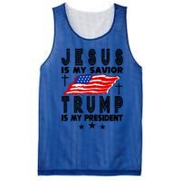 Jesus Is My Savior Trump Is My President 2024 Usa Flag Gift Mesh Reversible Basketball Jersey Tank