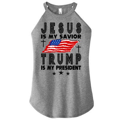 Jesus Is My Savior Trump Is My President 2024 Usa Flag Gift Women's Perfect Tri Rocker Tank