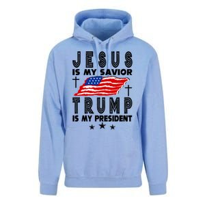 Jesus Is My Savior Trump Is My President 2024 Usa Flag Gift Unisex Surf Hoodie