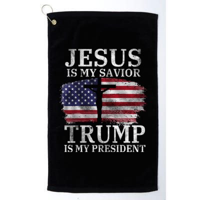 Jesus Is My Savior Trump Is My President Usa Flag Platinum Collection Golf Towel