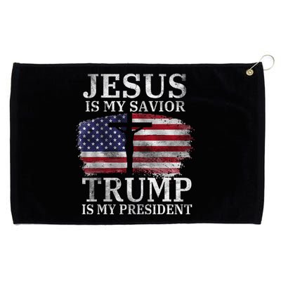 Jesus Is My Savior Trump Is My President Usa Flag Grommeted Golf Towel