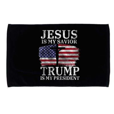 Jesus Is My Savior Trump Is My President Usa Flag Microfiber Hand Towel