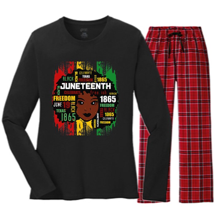 Juneteenth Is My Independence Day Black  Freedom 1865 Women's Long Sleeve Flannel Pajama Set 