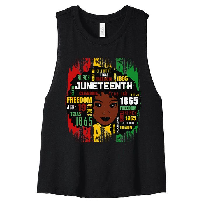 Juneteenth Is My Independence Day Black  Freedom 1865 Women's Racerback Cropped Tank