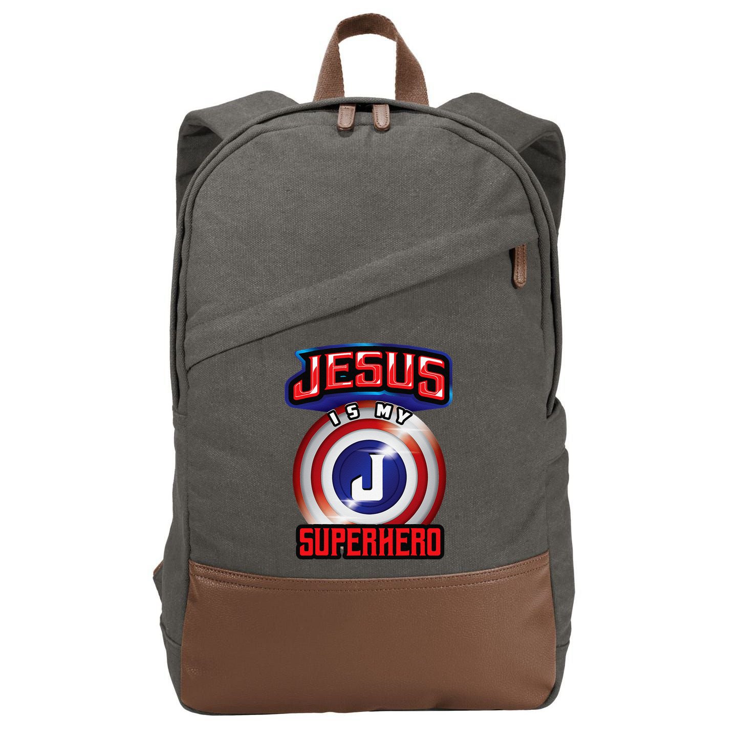 Jesus Is My Superhero Cute Powerful Christian Gift Cotton Canvas Backpack