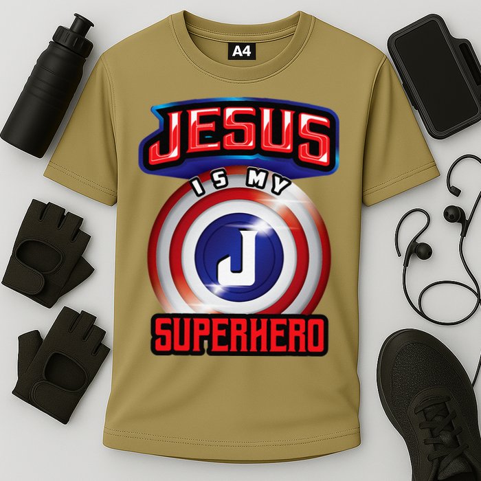 Jesus Is My Superhero Cute Powerful Christian Gift Cooling Performance Crew T-Shirt