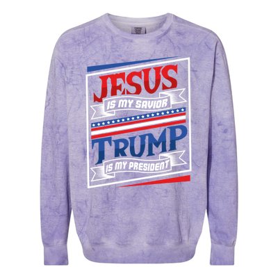 Jesus Is My Savior Trump Is My President Elections 2020 Gift Colorblast Crewneck Sweatshirt