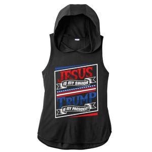 Jesus Is My Savior Trump Is My President Elections 2020 Gift Ladies PosiCharge Tri-Blend Wicking Draft Hoodie Tank