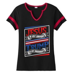 Jesus Is My Savior Trump Is My President Elections 2020 Gift Ladies Halftime Notch Neck Tee