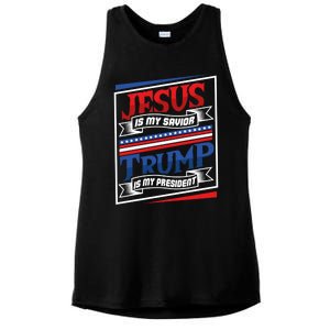 Jesus Is My Savior Trump Is My President Elections 2020 Gift Ladies PosiCharge Tri-Blend Wicking Tank