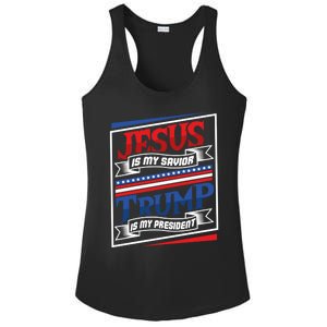 Jesus Is My Savior Trump Is My President Elections 2020 Gift Ladies PosiCharge Competitor Racerback Tank