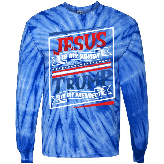 Jesus Is My Savior Trump Is My President Elections 2020 Gift Tie-Dye Long Sleeve Shirt