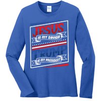 Jesus Is My Savior Trump Is My President Elections 2020 Gift Ladies Long Sleeve Shirt