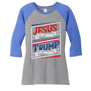 Jesus Is My Savior Trump Is My President Elections 2020 Gift Women's Tri-Blend 3/4-Sleeve Raglan Shirt