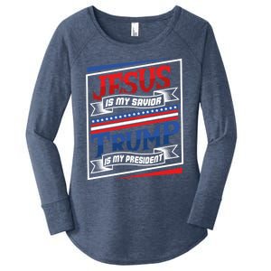 Jesus Is My Savior Trump Is My President Elections 2020 Gift Women's Perfect Tri Tunic Long Sleeve Shirt