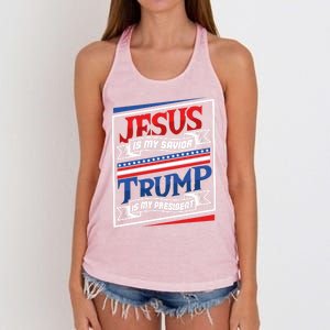 Jesus Is My Savior Trump Is My President Elections 2020 Gift Women's Knotted Racerback Tank