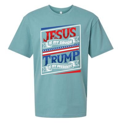 Jesus Is My Savior Trump Is My President Elections 2020 Gift Sueded Cloud Jersey T-Shirt