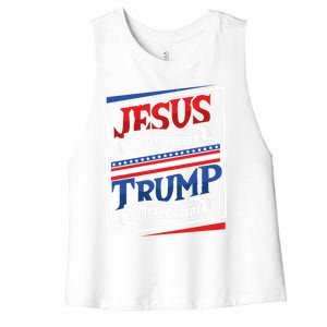 Jesus Is My Savior Trump Is My President Elections 2020 Gift Women's Racerback Cropped Tank