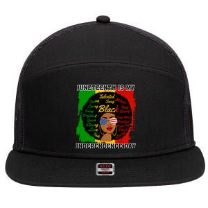 Juneteenth Is My Independence Day Black Girl Black Queen 7 Panel Mesh Trucker Snapback Hat