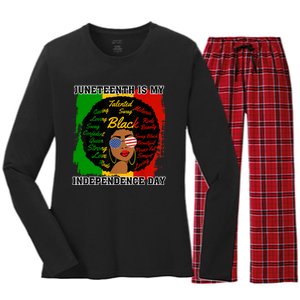 Juneteenth Is My Independence Day Black Girl Black Queen Women's Long Sleeve Flannel Pajama Set 