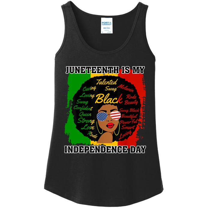 Juneteenth Is My Independence Day Black Girl Black Queen Ladies Essential Tank