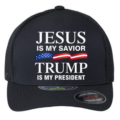 Jesus Is My Savior Trump Is My President Flexfit Unipanel Trucker Cap